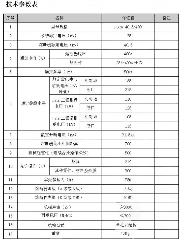 高压隔离式熔断器-FGRW-40.5/400