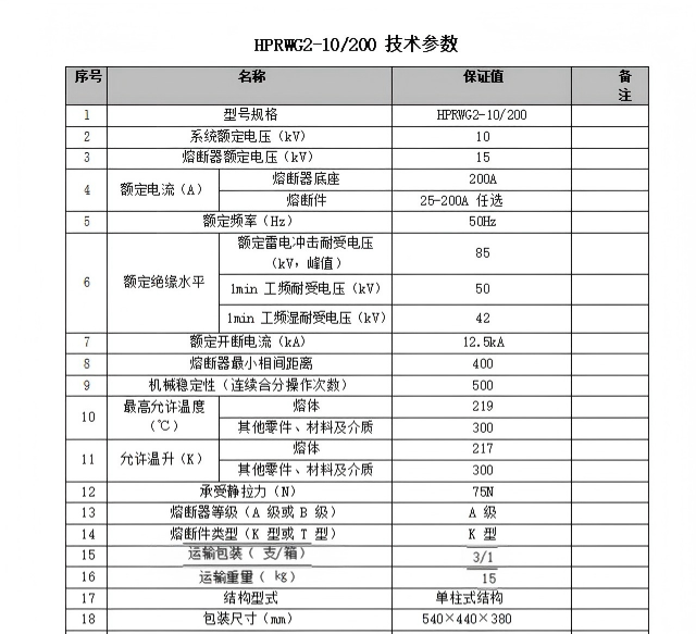 高压跌落式熔断器-HPRWG2-10/200