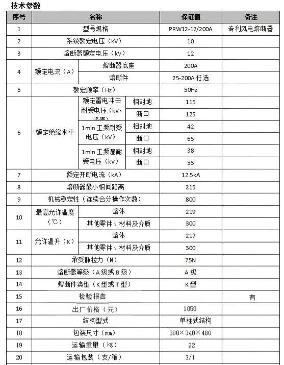 高压喷射式熔断器-PRW12-12/100A